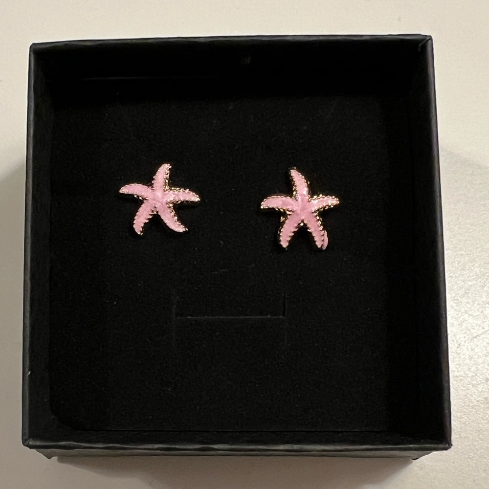Hawaiian Gold plated pink starfish stud earrings